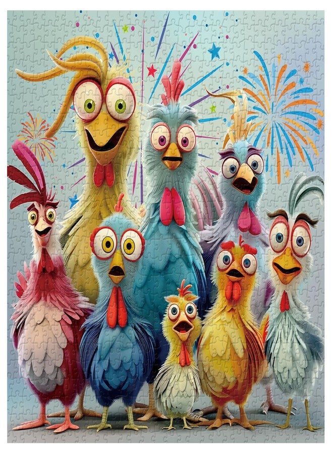 PPuzzling Thanksgiving Chicken Puzzles for Adults 1000 Pieces, Funny Chicken Family Jigsaw Puzzles, Colorful Winter Animal Puzzle as Home Decor - Image 2